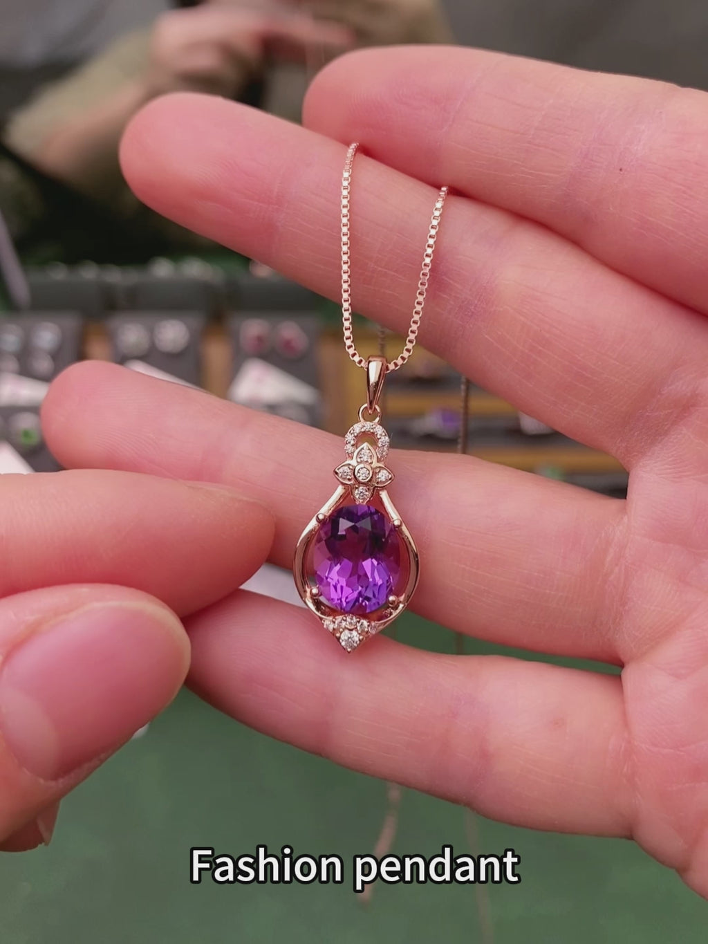 925 Sterling Silver Amethyst Pendant Necklace – Elegant Purple Gemstone Drop Necklace for Women | Rose Gold & Silver Options | Gift for Her