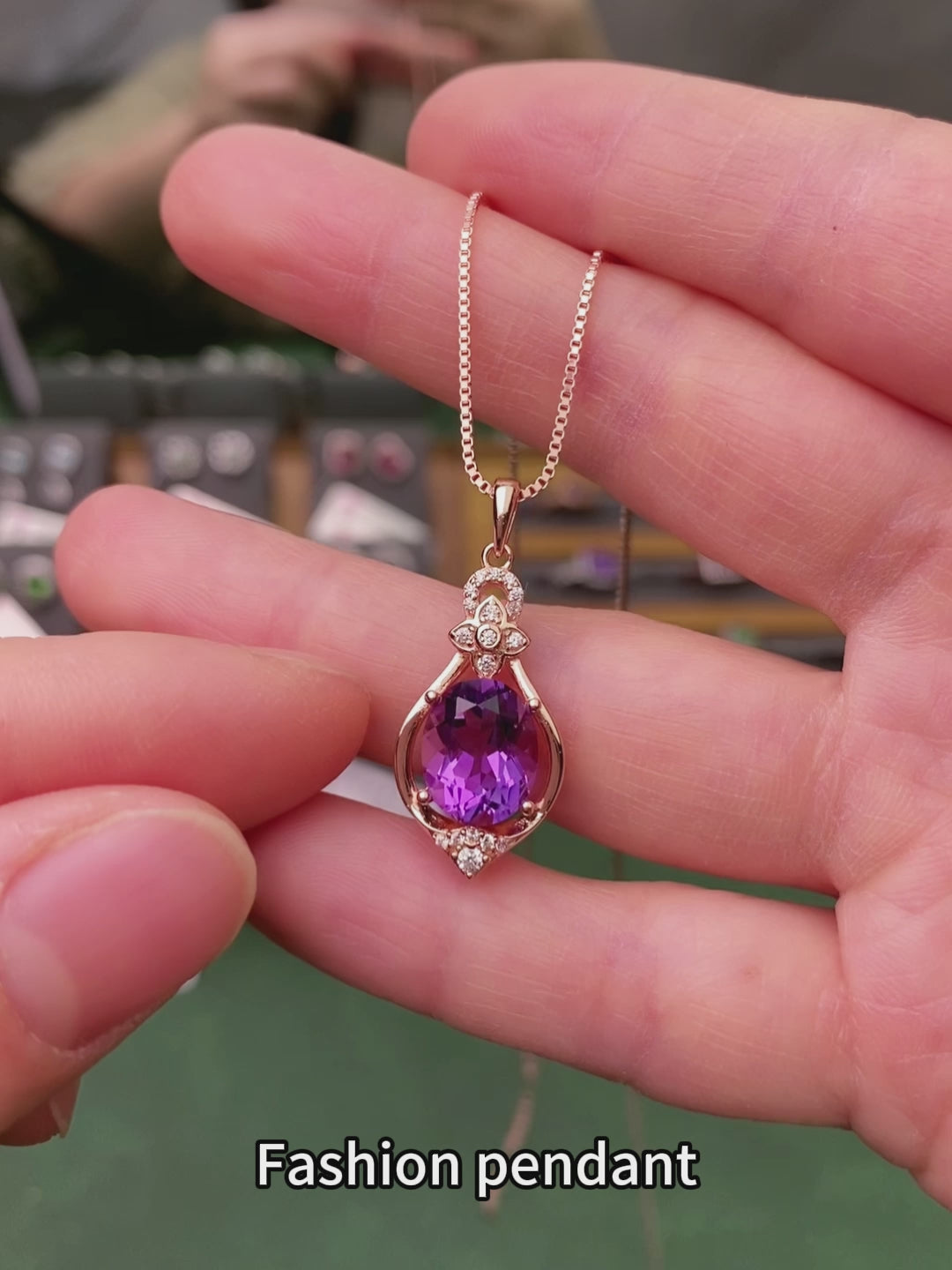 925 Sterling Silver Amethyst Pendant Necklace – Elegant Purple Gemstone Drop Necklace for Women | Rose Gold & Silver Options | Gift for Her