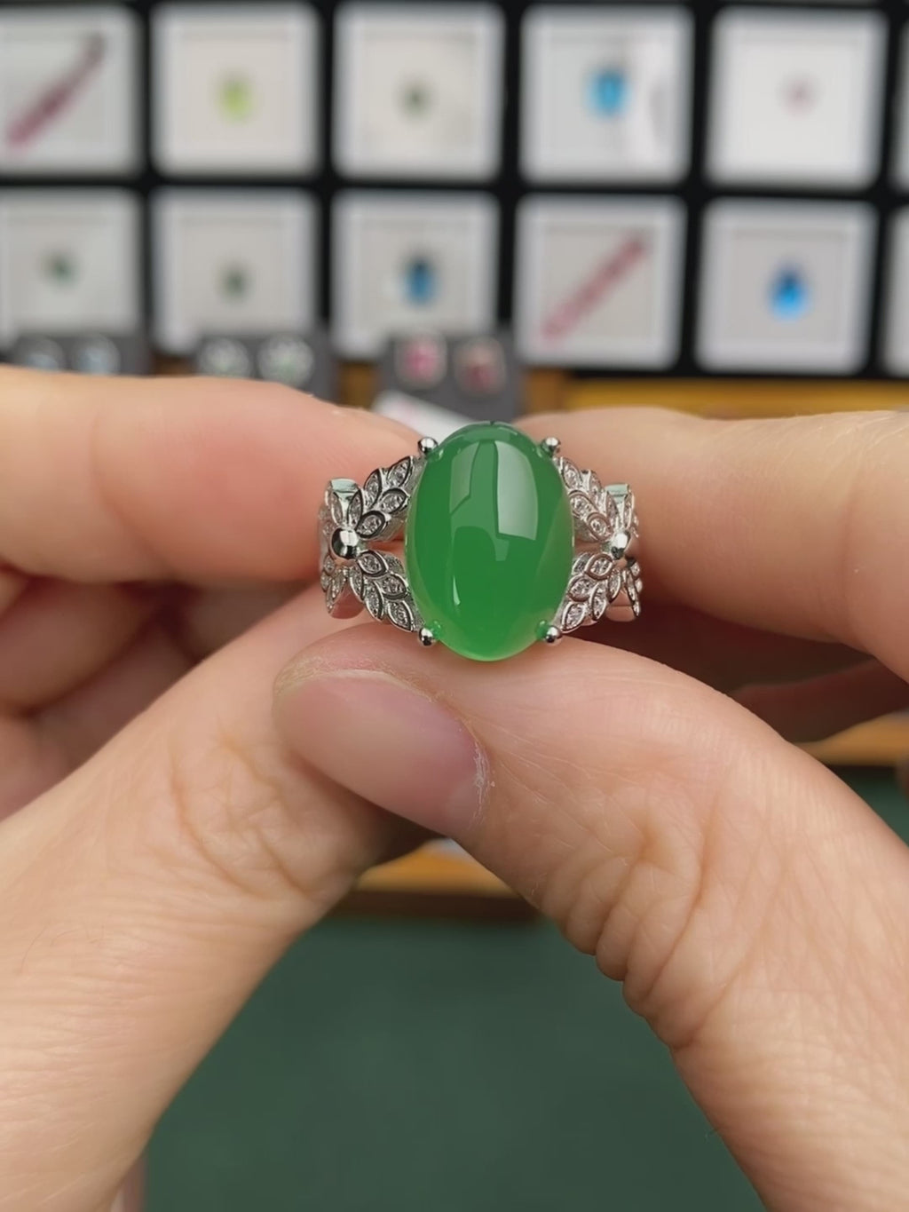 Luxury S925 Sterling Silver Natural Chrysoprase Ring for Women | Elegant Adjustable Green Chalcedony Cocktail Ring | Perfect Mother's Day & Valentine's Gift