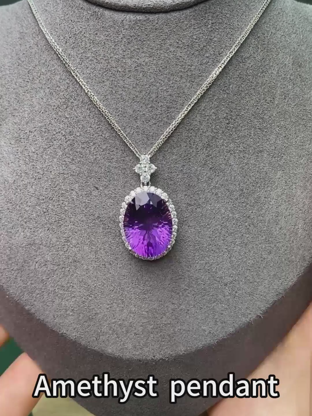 25 Sterling Silver Natural Amethyst Pendant Necklace for Women – Elegant Purple Gemstone Halo Necklace, Dainty Fine Jewelry Gift for Her