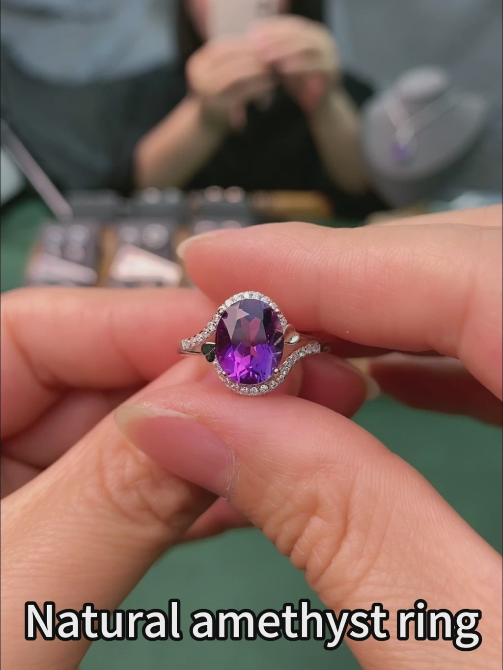 Elegant Natural Amethyst Ring in 925 Sterling Silver – Luxury Adjustable Gemstone Ring, Perfect Gift for Valentine’s, Mother’s Day, Thanksgiving & Christmas