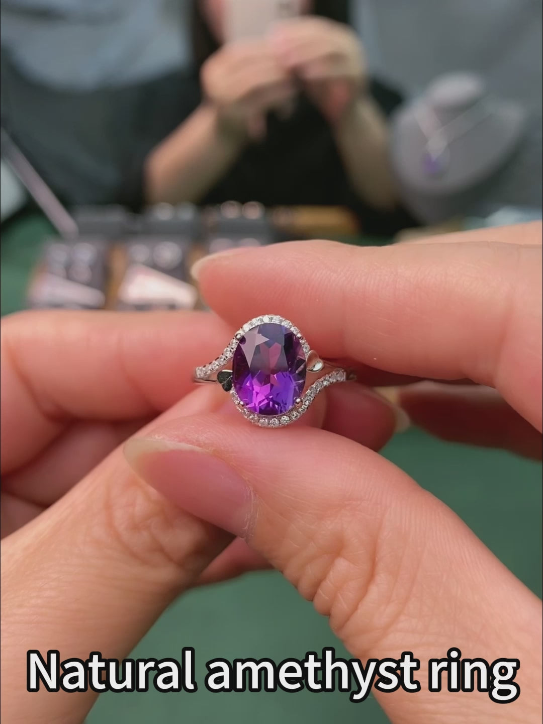 Elegant Natural Amethyst Ring in 925 Sterling Silver – Luxury Adjustable Gemstone Ring, Perfect Gift for Valentine’s, Mother’s Day, Thanksgiving & Christmas
