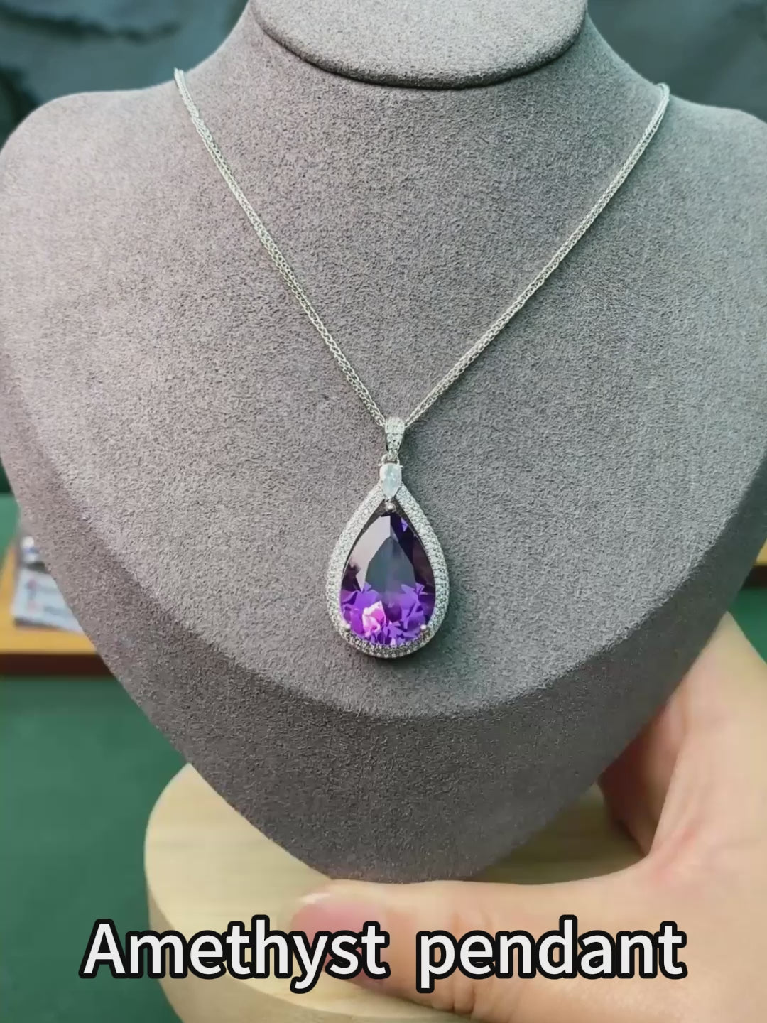 925 Sterling Silver Natural Amethyst Teardrop Pendant Necklace for Women – Elegant Purple Gemstone Jewelry Gift for Christmas, Valentine’s Day, Mother’s Day & Birthday