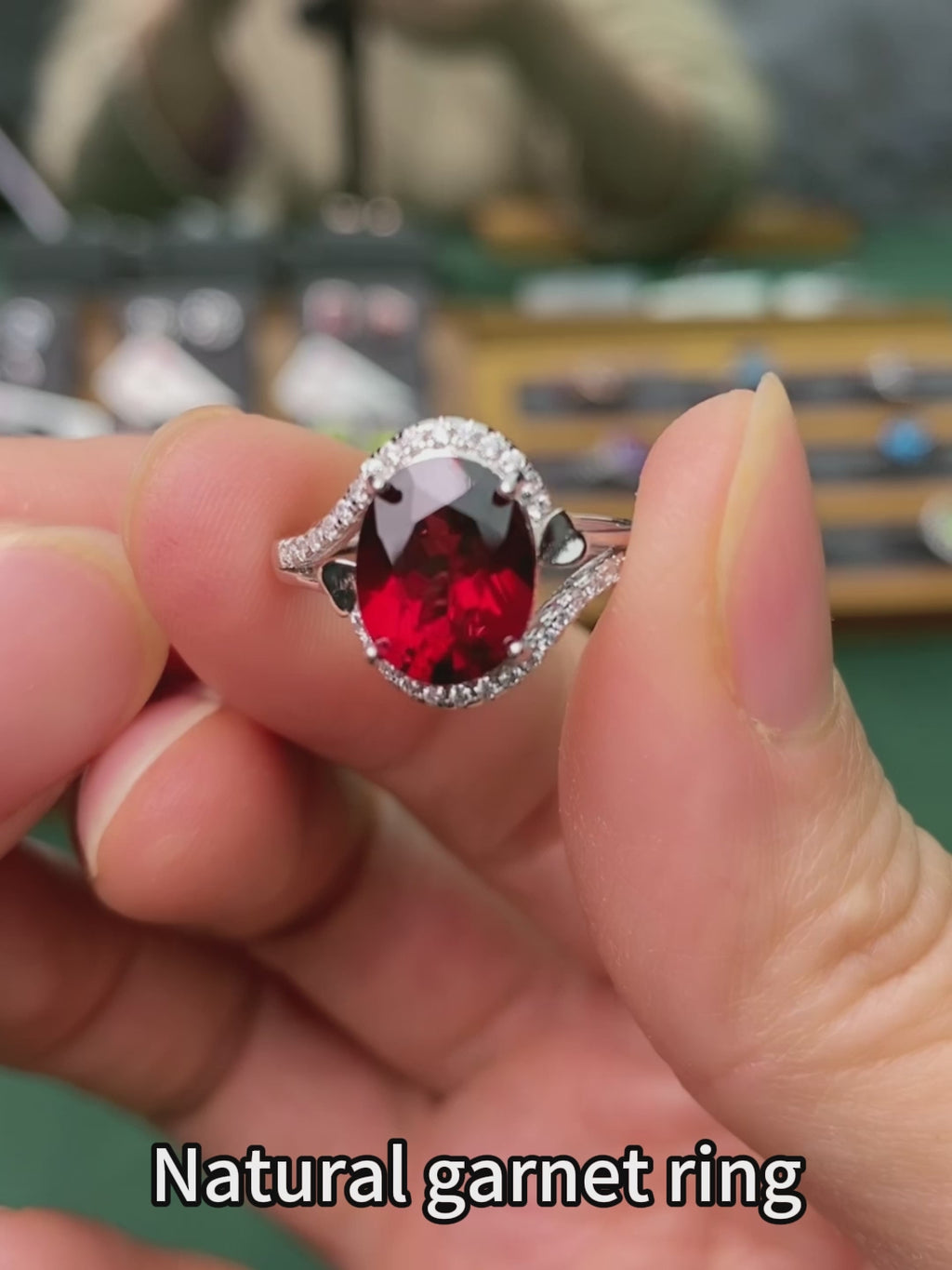 Natural Garnet S925 Sterling Silver Ring for Women | Adjustable Elegant Red Gemstone Ring | Luxurious Christmas Valentine's Mother's Day Birthday Jewelry Gift for Her