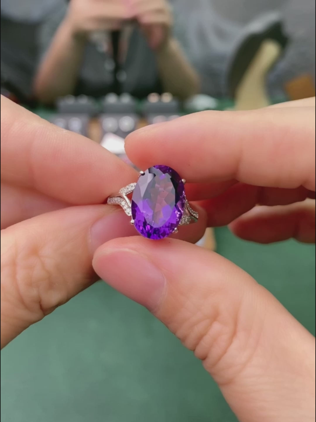 Natural Amethyst S925 Sterling Silver Ring for Women | Wave Adjustable Purple Gemstone Ring | Luxurious Christmas, Valentine's, Mother's Day Jewelry Gift for Her